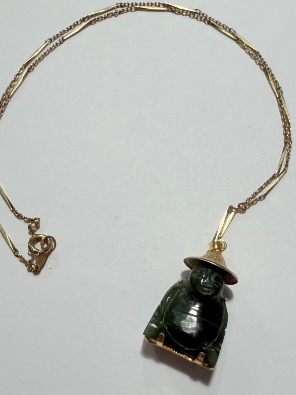 Vintage Jade Budha Necklace with Gold chain